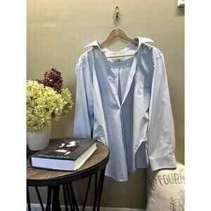 Pronto Uomo Light Blue Striped Women's Button Down Shirt